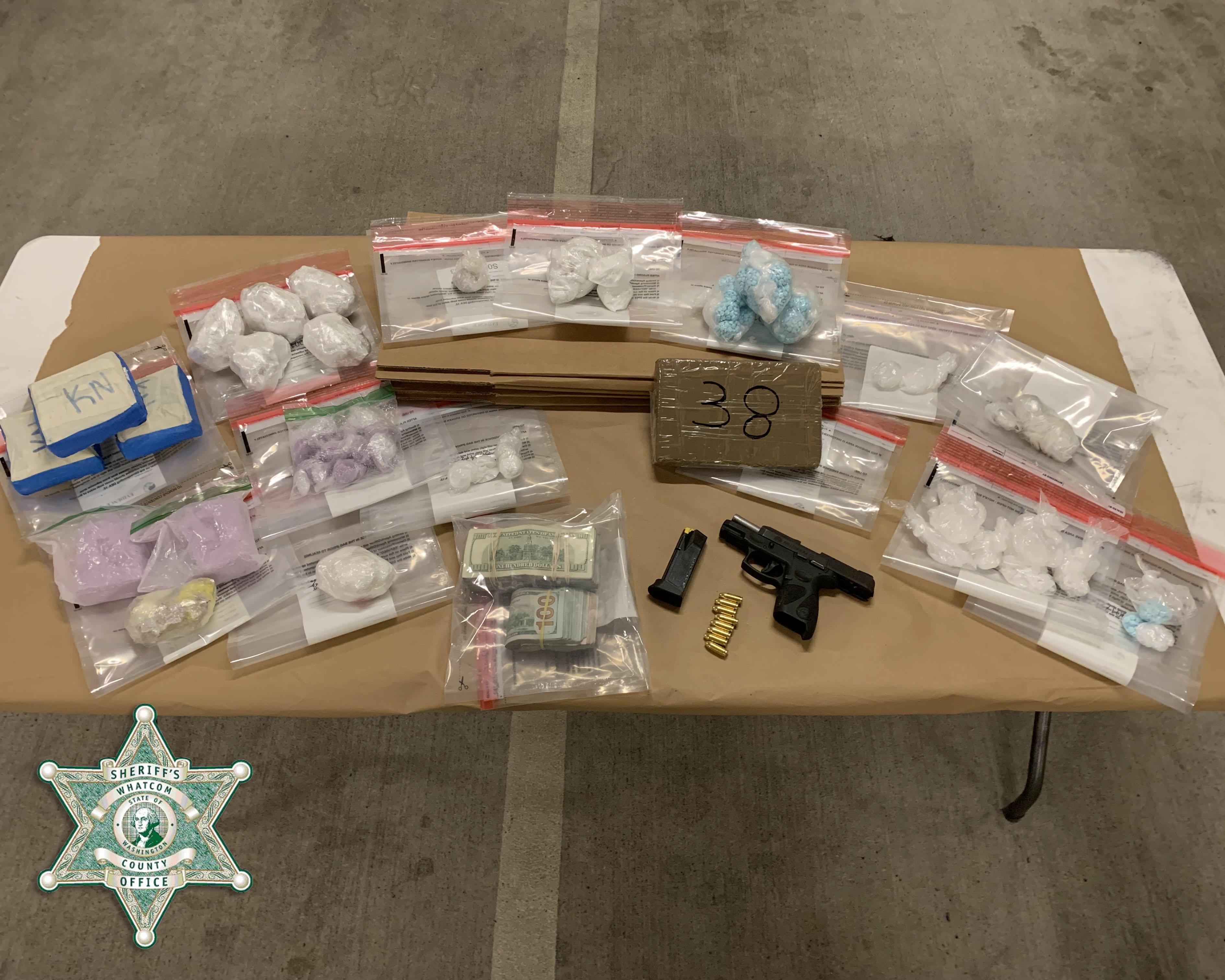 Items recovered by WGDTF during service of a search warrant on a storage unit in Lynnwood. Undated photo: WCSO