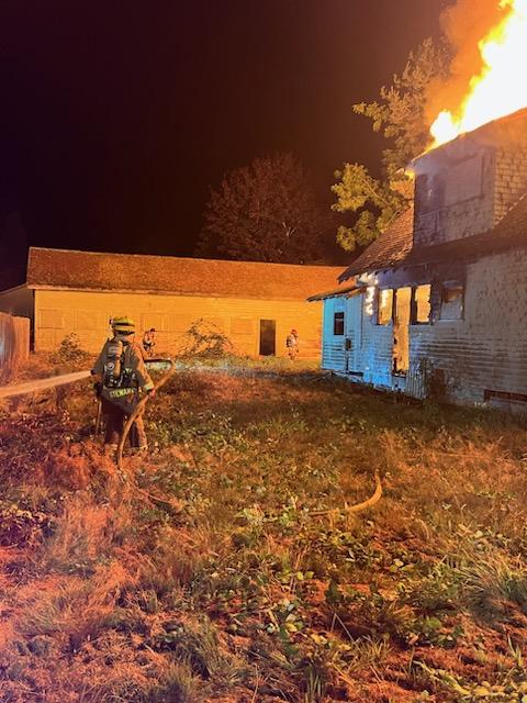 Scene of abandoned house fire in Blaine (September 21, 2023). Photo courtesy of NWFR