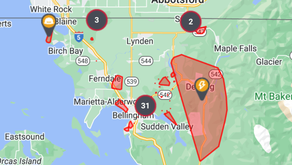 Power outage map (September 25, 2023). Source: Puget Sound Energy