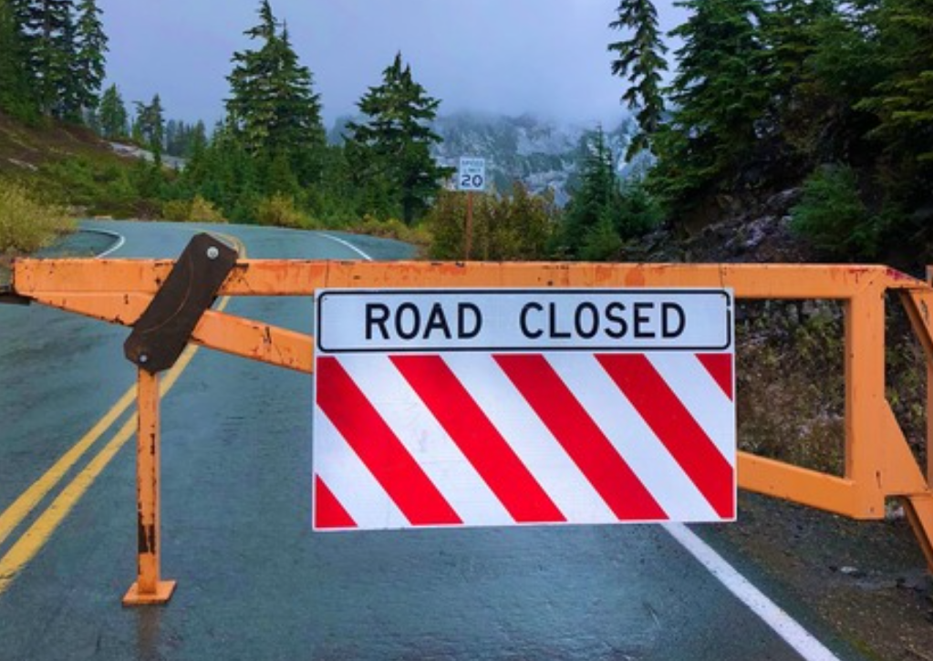 WSDOT maintenance crews closed the gates on Mt Baker Highway (SR542) restricting access to the final 2.7-mile section known as the road to Artist Point for the season (October 23, 2023). Photo courtesy of WSDOT