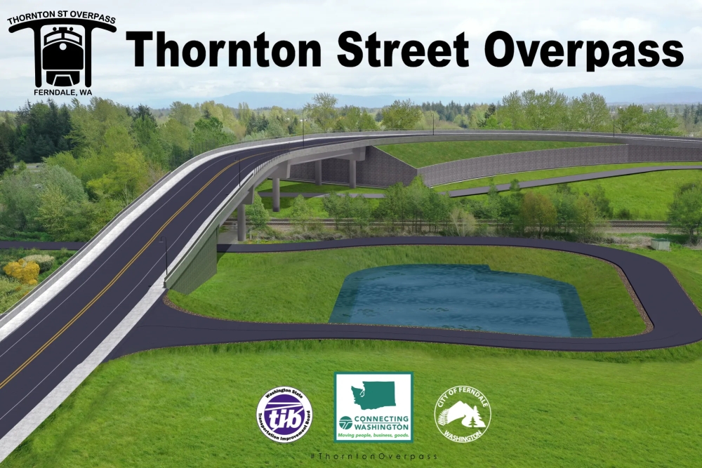Artistic rendering of the planned Thornton Street Overpass (June 2019). Source: City of Ferndale