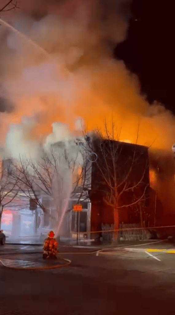 Scene of commercial fire in Fairhaven (December 17, 2023). Photo courtesy of Scott Mackenzie