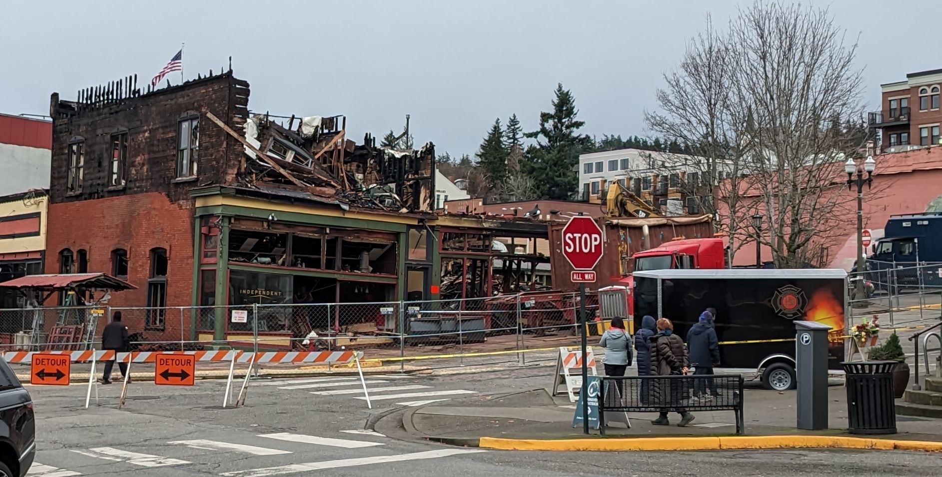 Aftermath of a commercial fire in Fairhaven (December 24, 2023). Photo: Whatcom News