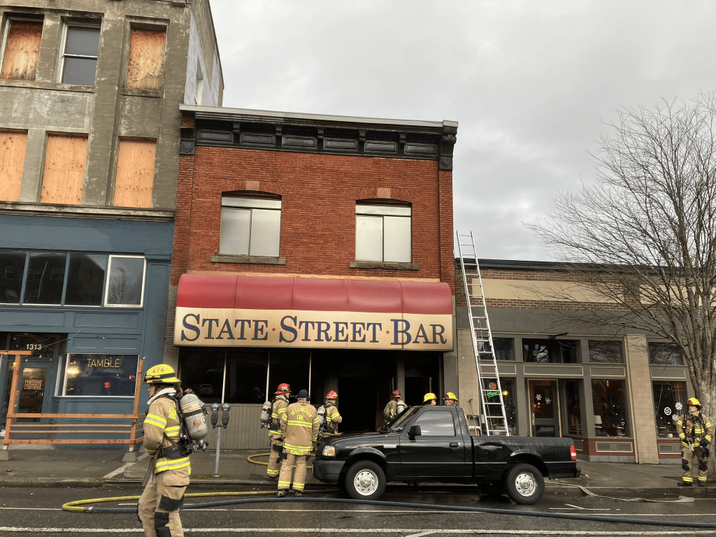 Scene of commercial fire in Bellingham (January 3, 2024). Photo: BFD