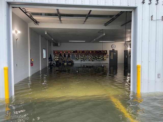 Inside WCFD17 main station during a coastal flooding event in the Sandy Point area. Photo courtesy of WCFD17