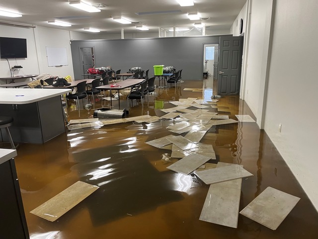 Inside WCFD17 main station during a coastal flooding event in the Sandy Point area. Photo courtesy of WCFD17