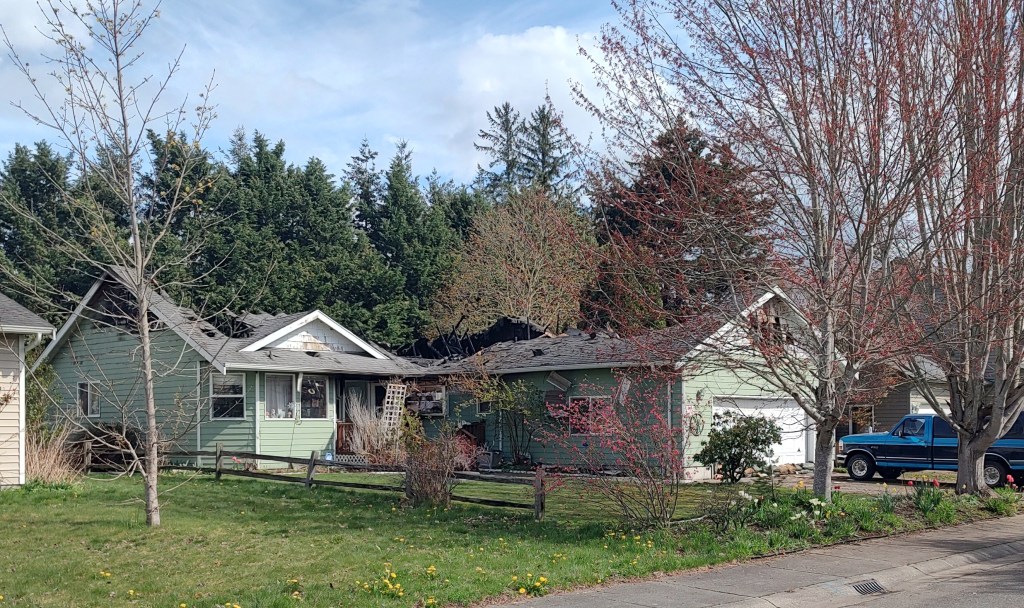 Scene of a house fire the following day (April 7, 2024). Photo: Whatcom News