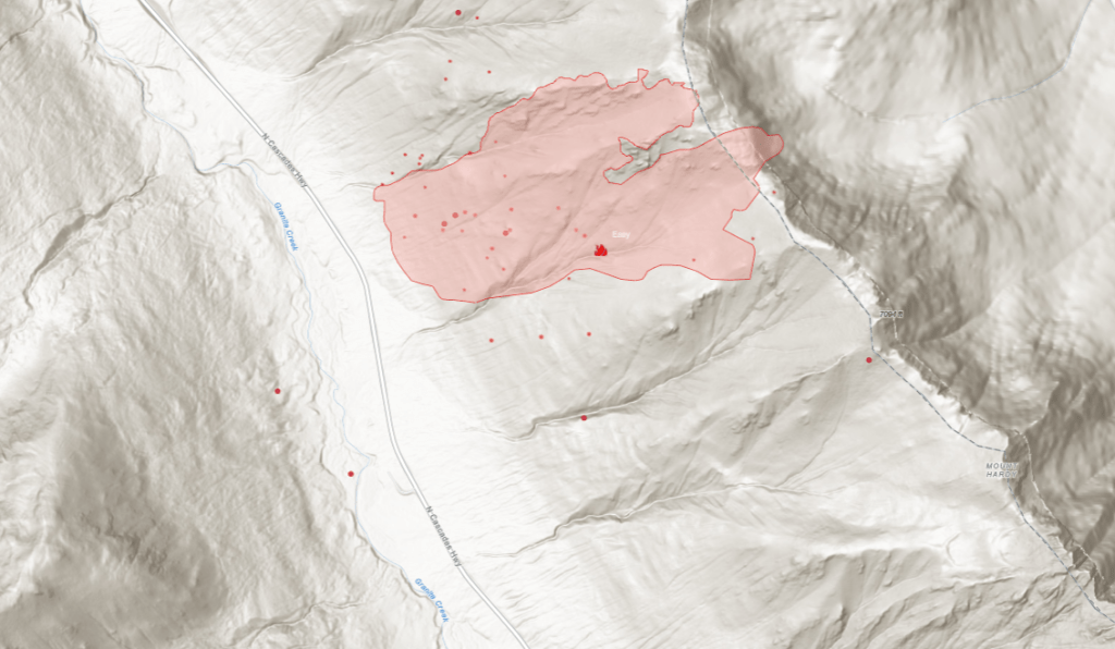 Approximate location of Easy Fire wildfire (July 21, 2024). Source: The Washington DNR fire dashboard 