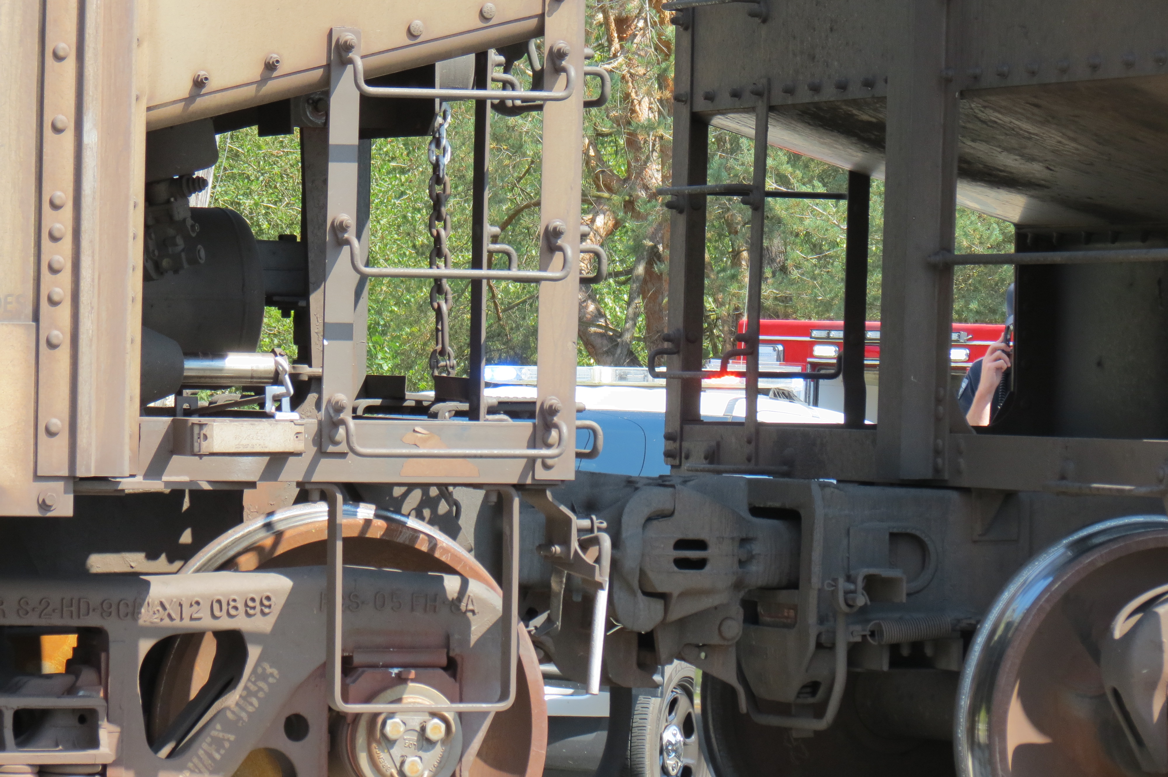 Scene of a train versus car incident at the Hovander Road RR crossing in Ferndale (August 17, 2024). Photo: Whatcom News