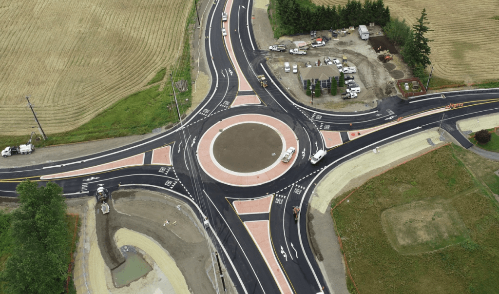 Roundabout at E Smith Road and Hannegan Road (August 2024). Source: WCPW