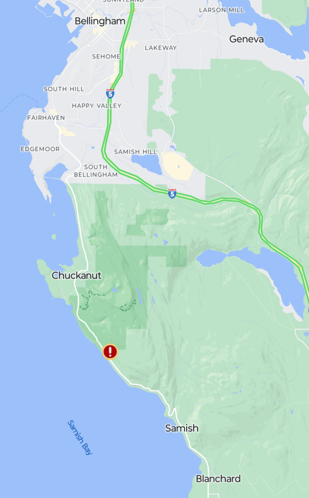 Approximate location of the rockslide closure. Source: WSDOT 