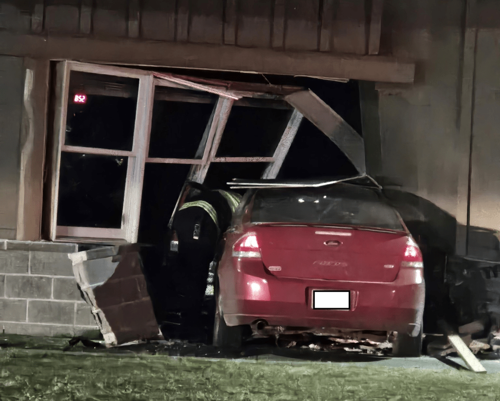 Scene of a car into Kendall Elementary School building (January 25, 2025). Photo: WCFD14
