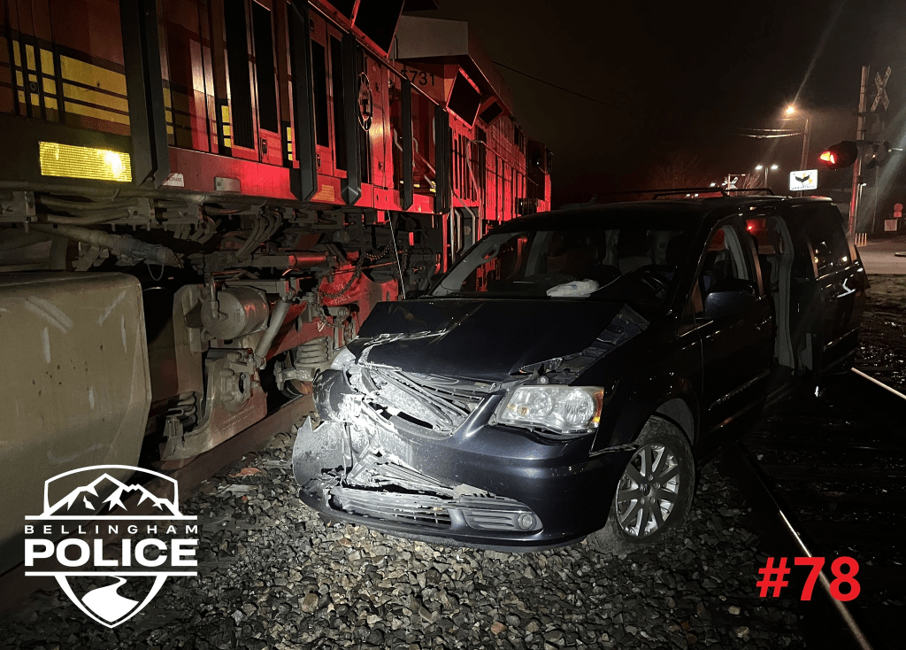 Scene of a car versus train crash in Fairhaven (March 1, 2025). Photo: BPD