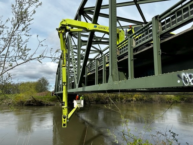 Bridge inspection of Slater Road Bridge (undated). Source: Whatcom County Public Works