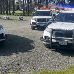 WSP Trooper vehicles at VanderYacht Park in Ferndale after locating fleeing suspect (April 2, 2025). Photo: WSP