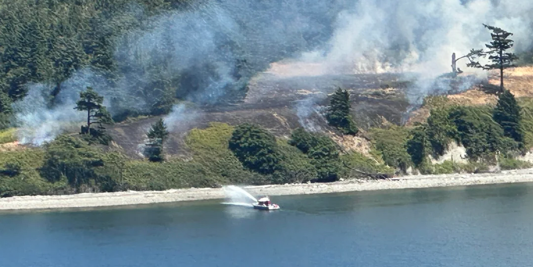 Scene of a wildfire on Portage Island (July 6, 2025). Photo courtesy of a reader.