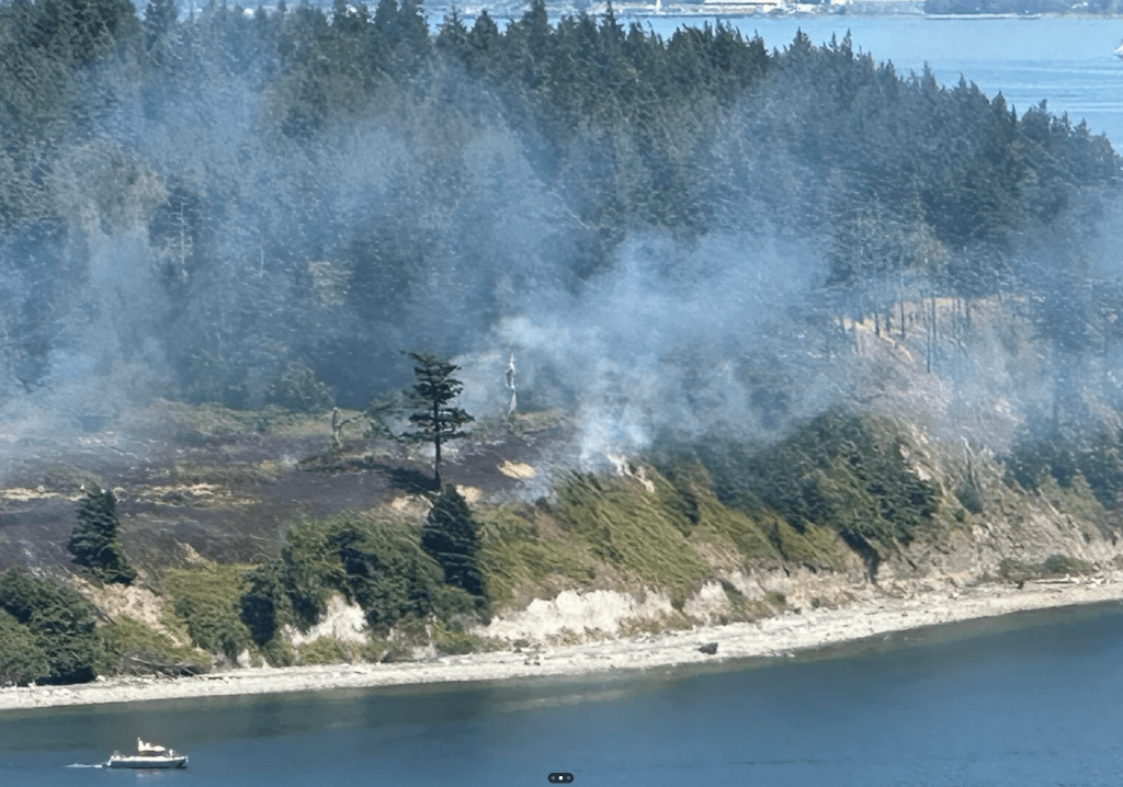 Scene of a wildfire on Portage Island (July 6, 2025). Photo courtesy of a reader.