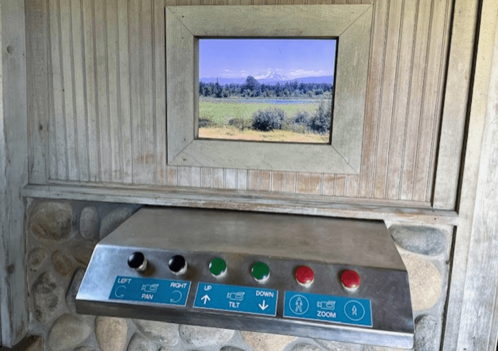 Tennant Lake Tower remote control camera system console and display (July 2025). Source: Whatcom County Parks & Recreation