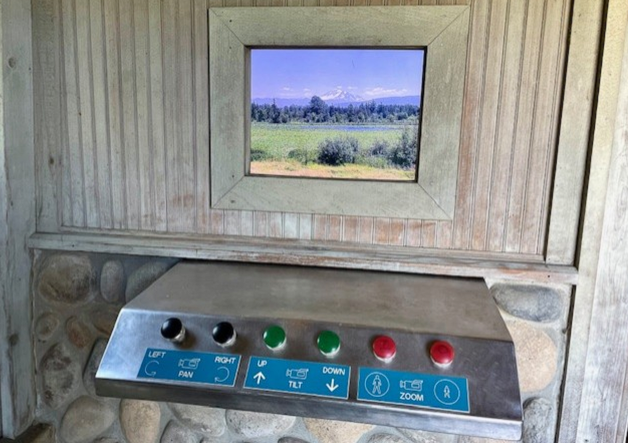 Tennant Lake Tower remote control camera system console and display (July 2025). Source: Whatcom County Parks & Recreation