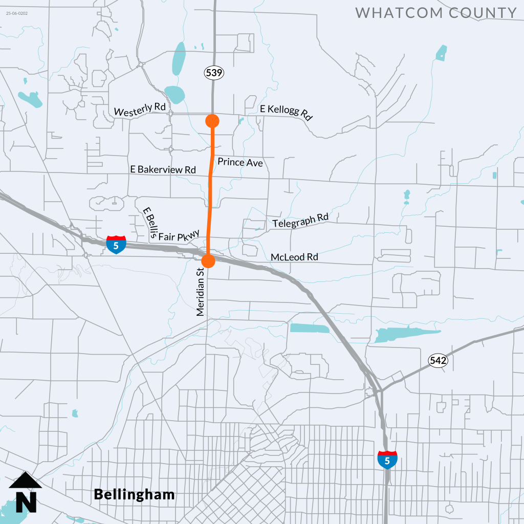 Location of expected resurfacing project on Meridian Street. Source: WSDOT