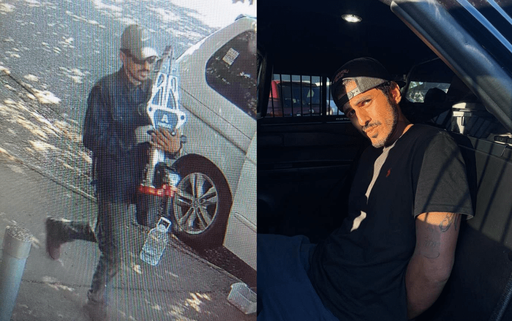 Security video still and in-custody photos of Edgar Oscar Gonzalez Barragan (August 2025). Source: Centralia Police Department