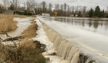 Flood waters flow over E Pole Road (SR544) (December 11, 2025). Source: WSDOT