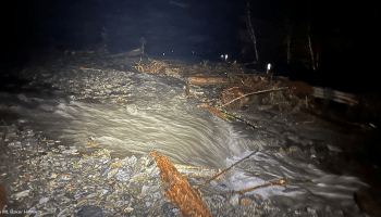 Scene of storm damage on Mt Baker Hwy (SR542) east of Glacier (December 11, 2025). Source: WSDOT