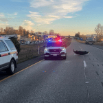 Scene of a fatality crash in the southbound lanes of I-5 south of the Main Street interchange in Ferndale (January 20, 2026). Source: WSP