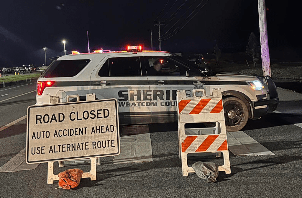 Road closure following crash on Haxton Way (January 23, 2026). Source: WSCSO