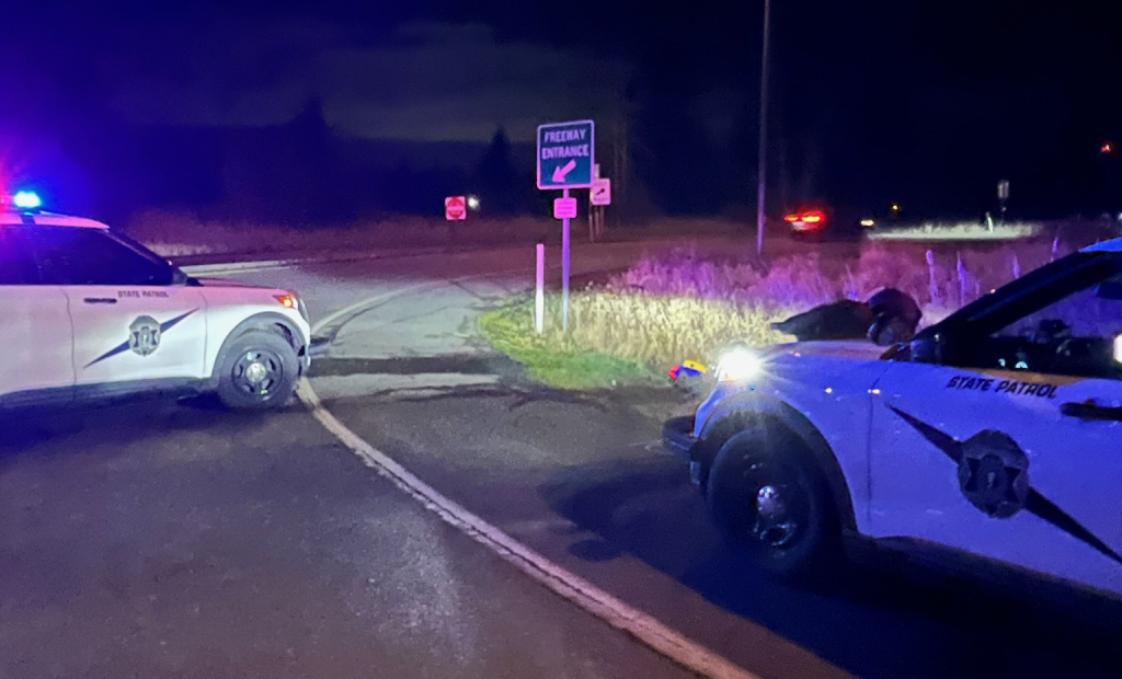 Scene at the end of a highspeed pursuit (February 24, 2026). Source: WSP