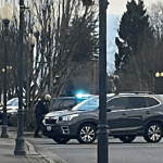 Blaine Police are seen taking a suspect into custody at 3rd Street and H Street (February 26, 2026). Photo courtesy of a reader