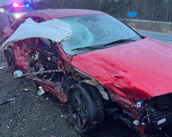 Scene of a crash caused by a wrong way driver on I-5 in Blaine (March 12, 2026). Source: WSP