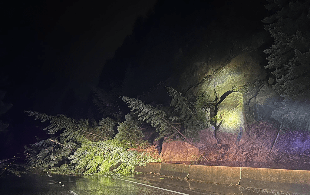 Scene of multiple landslides onto I-5 south of Bellingham (March 19, 2026). Photo: WSP