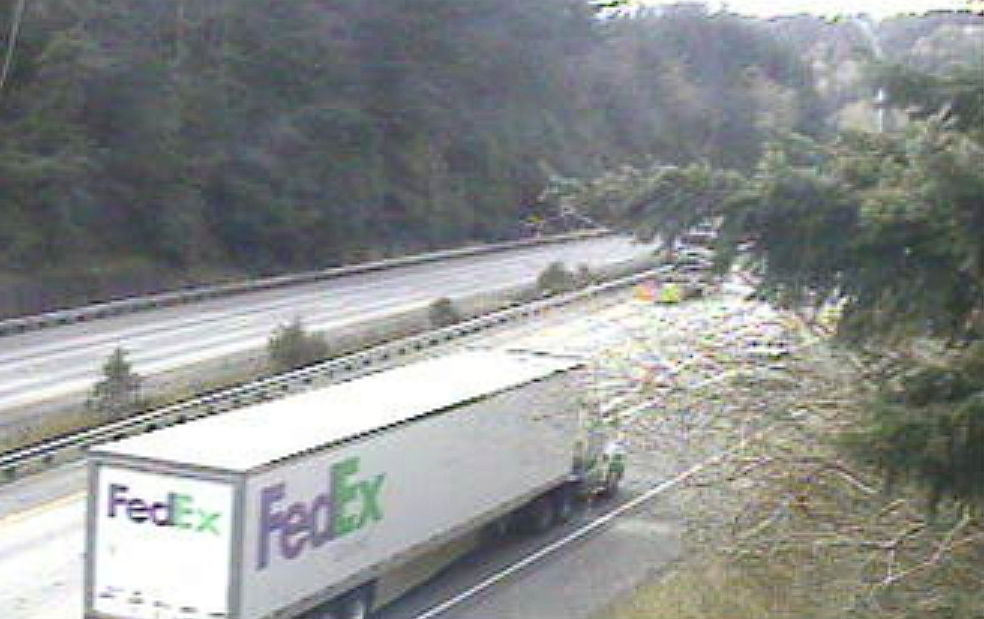 I-5 northbound off-ramp at Samish Way during I-5 closure (March 31, 2026). WSDOT traffic camera