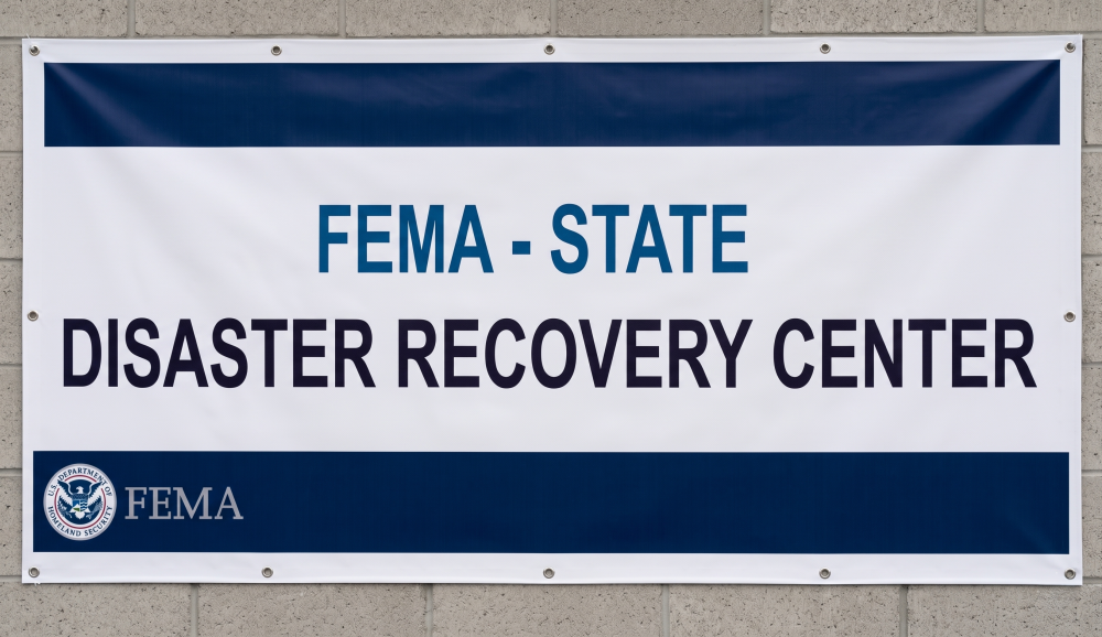 FEMA Disaster Assistance Center outside banner.