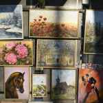 outdoor art display at street market