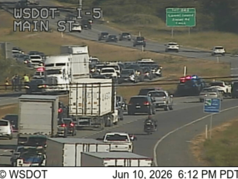 Crashes shut down I-5 lanes through Ferndale Wednesday evening
