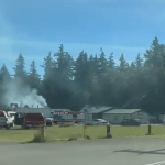 Scene of structure fire at Custer dairy (June 12, 2026). Photo courtesy of a reader.