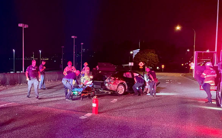 Scene of crash at Blaine US-Canada border crossing (July 21, 2026). Source: Blaine PD