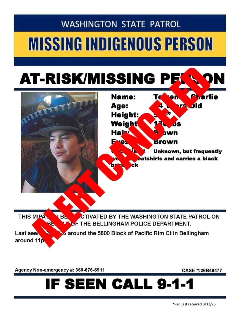 Canceled: Missing person out of Bellingham